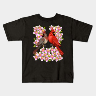 Red Cardinal dogwood flower North Carolina Virginia Kids T-Shirt